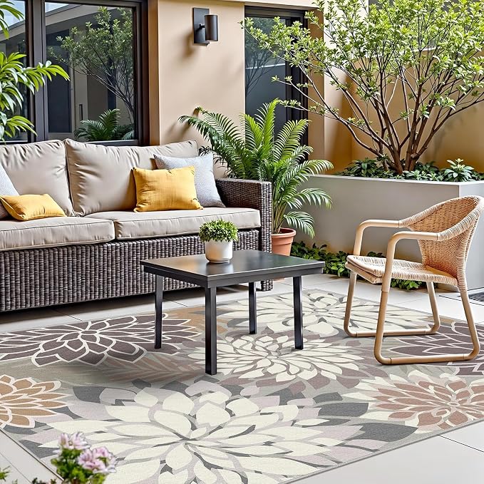 4x6 Washable Rug for Living Room Tropical Botanical Modern Floral Chenille Area - Image 6