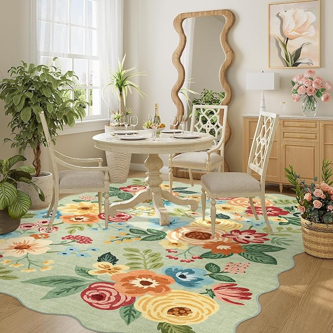 DUKINO 5x7 Area Rug, Floral Washable Rugs - Image 8