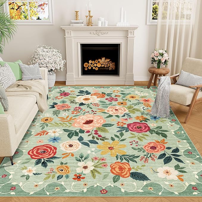 DUKINO 4x6 Area Rug, Floral Rugs - Image 9