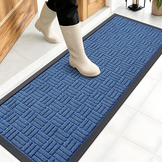 OLANLY Front Door Mat Outside Entrance 47x17, Heavy Duty Sturdy Natural Rubber by OLANLY
