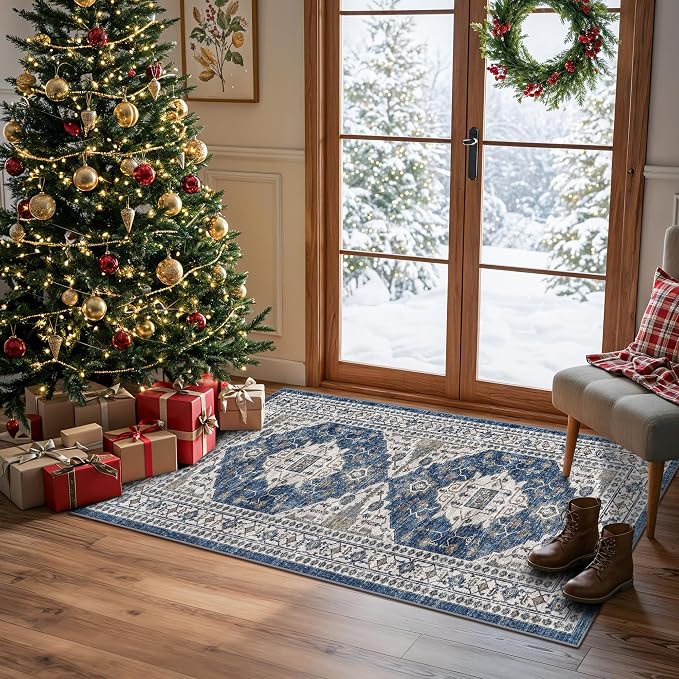 2x4 Non-Slip Entryway Area Rugs: Washable Stain Resistant Kitchen Carpet by HYHAOYUNLAI