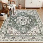 3x5 Area Rugs Living Room Rug: Washable Vintage Boho Medallion Rug No Slip - Image 2