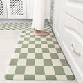 Beige Sage Checkered Grid Checkerboard Kitchen Rug Sets, Anti-Fatigue, by VivaNest