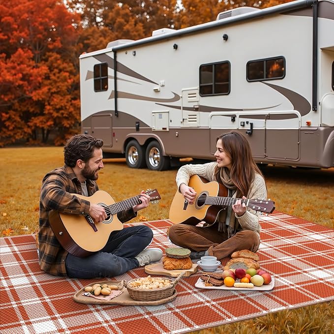 GENIMO Waterproof Outdoor Rug for Patio Clearance, Lightweight RV Camping Mat - Image 3