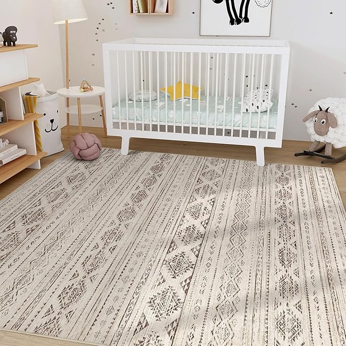 Nakagishi 10x14 Area Rugs Living Room: Washable Boho Large Neutral Soft - Image 7