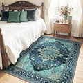RELEANY Area Rugs 4'x5' Washable Non-Slip, Floral Vintage Distress Medallion by RELEANY