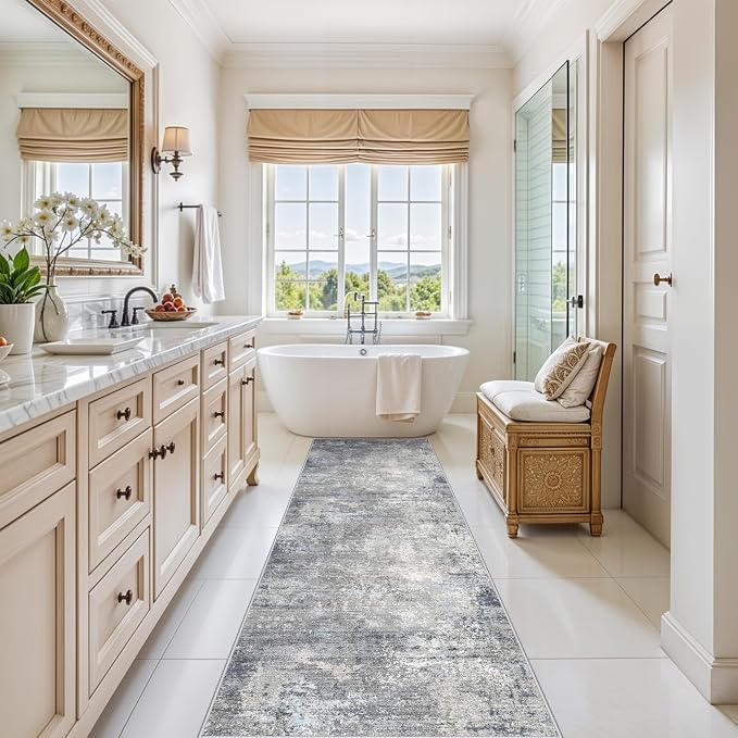 3x7 Kitchen Runner Rug – Washable Non-Slip Modern Abstract Neutral Carpet - Image 4
