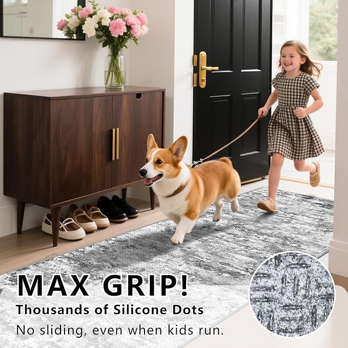 Runners for Hallways Ultra Non-Slip 2x8 Washable Kitchen Rug Abstract Tear and - Image 9