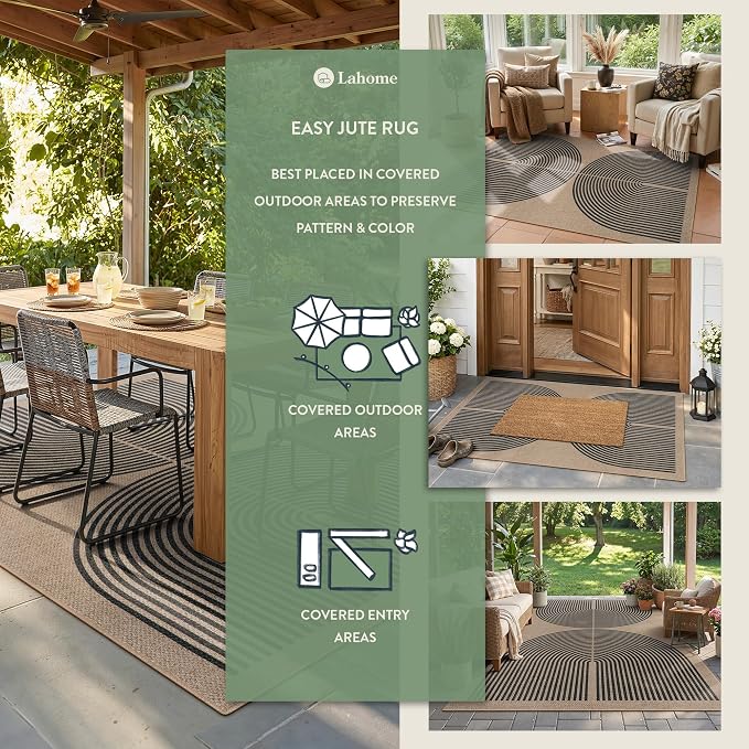 Lahome Modern Rainbow Easy Jute Rug, 3x5 Washable Rugs - Image 3