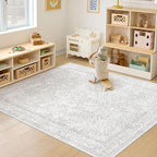 6x9 Area Rugs for Living Room: Washable Vintage Floral Rug Low Pile Non-Slip - Image 4