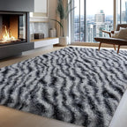 Fluffy Rugs for Bedroom Living Room, 4x6 Feet Zebra Black and White Shag Area - Image 8