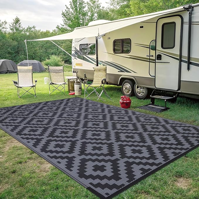 Smiry Waterproof Outdoor Rug 8x10 ft, Reversible Plastic Straw Patio Camping - Image 7