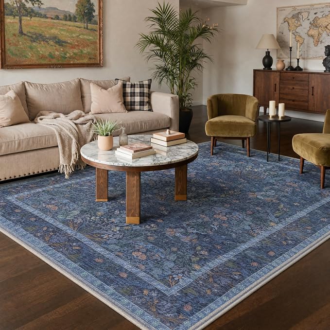 GENIMO 2x5 Runner Rug Non Slip Washable Low Pile, Lightweight Floral Foliage - Image 4