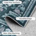 DCX Navy Blue 4x6 Area Rug, Machine Washable Non Slip Stain Resistant Soft - Image 5