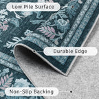DCX Navy Blue 8x10 Area Rug, Machine Washable Non Slip Stain Resistant Soft - Image 5