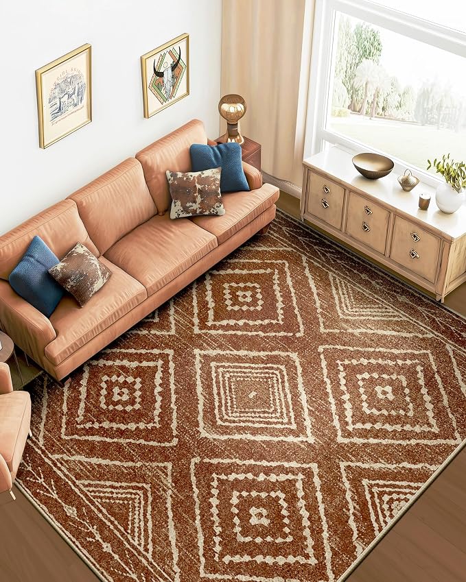 BESTSWEETIE Area Rug 8x10 Rug Machine Washable Non-Slip Low Pile Print Pattern - Image 7