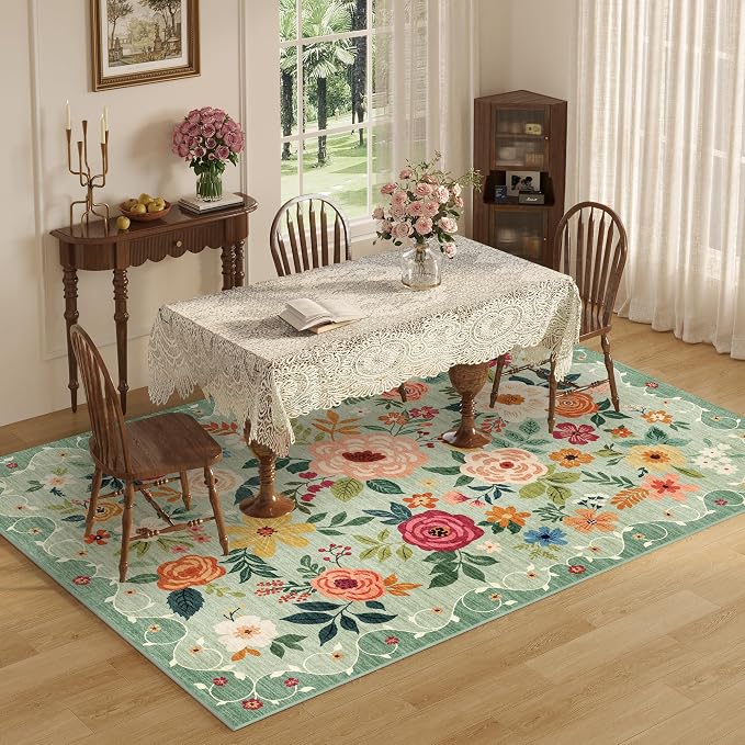 DUKINO 4x6 Area Rug, Floral Rugs - Image 7