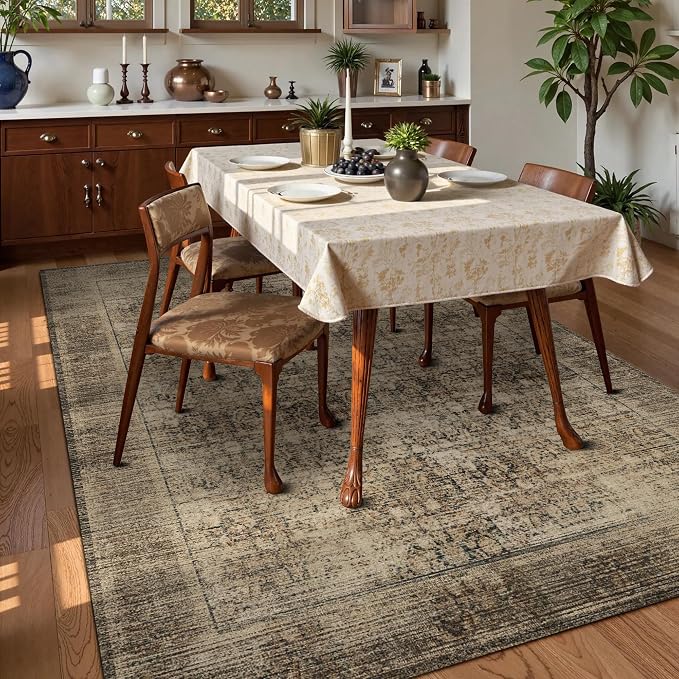 Washable Area Rug 9' x 12' Vintage Traditional Persian Mat - Image 3
