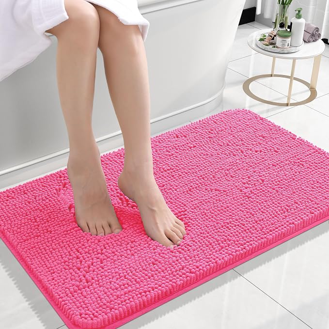 OLANLY Small Bathroom Rugs 24x16, Extra Soft Absorbent Chenille Bath Rugs by OLANLY
