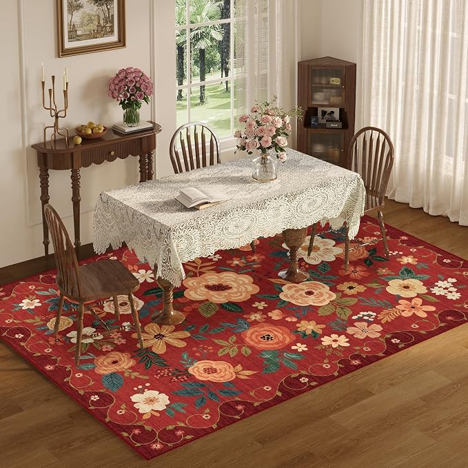 DUKINO 5x7 Area Rug, Floral Rugs - Image 4