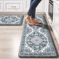 Boho Kitchen Mats for Floor 2 Piece Set Anti Fatigue Cushioned PVC Kitchen Rugs by tubeamin