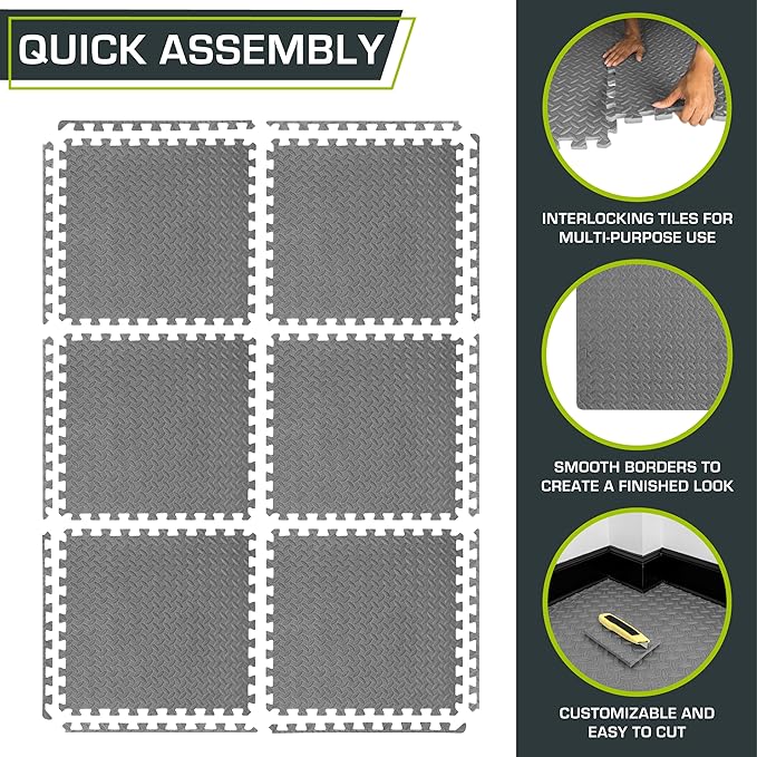 ProsourceFit Exercise Puzzle Mat ½-inch, EVA Interlocking Foam Floor Tiles - Image 6