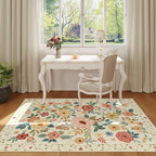 DUKINO 4x6 Area Rug, Lightweight Non Slip Washable Floral Rug, Indoor Low Pile - Image 3