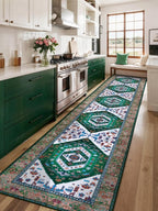 SERISSA Runner Rug for Hallways, Extra Long Boho Rug Ultra Soft Vintage Green - Image 2