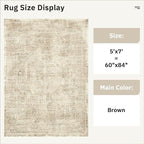 Soalmost 5x7 Area Rugs Brown Low Pile Indoor Washable Trendy Faded Style Floral - Image 5