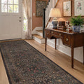 Vintage 8ft Long Runners for Hallways, Washable Dark Brown 3x8 Kitchen Runner by HazoHaus