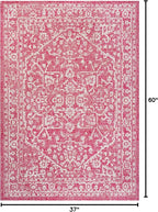 JONATHAN Y Boho Medallion Indoor Outdoor Area Rug 3X5 Fuchsia/Light Gray - Image 2