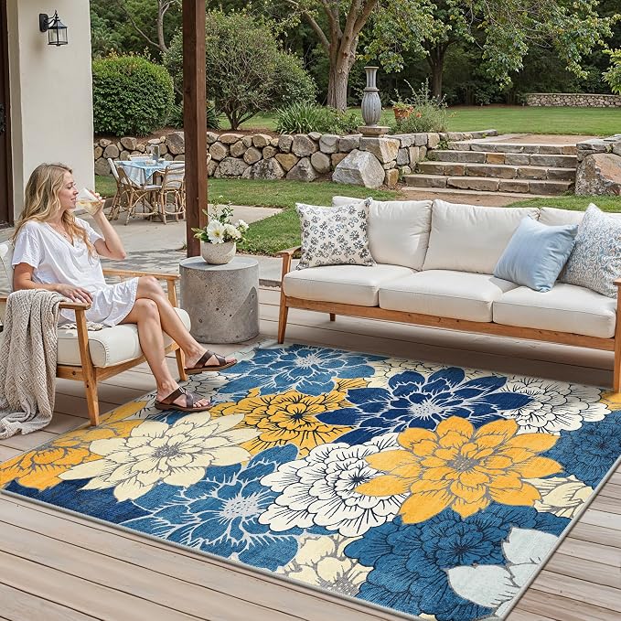 GENIMO Indoor Outdoor Area Rug 6'x9', Machine Washable Rugs - Image 4