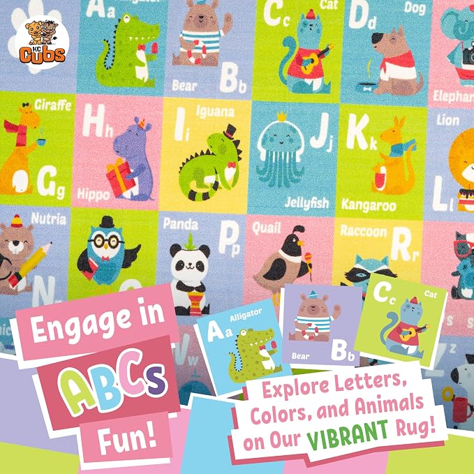 KC Cubs 5x7 ABC Alphabet Animal Rug – Educational Non-Slip Play Mat - Image 5