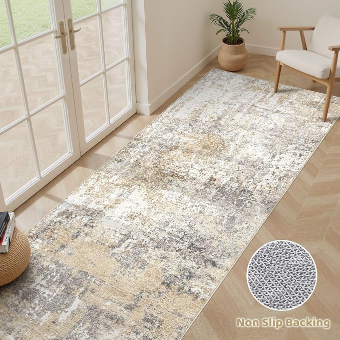 Runner Rug Kitchen Washable Rugs: 2x8 Non-Slip Abstract Soft Modern Stain - Image 3