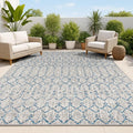 JONATHAN Y Moroccan Geometric Indoor Outdoor Area Rug 3X5 Light Gray/Navy by JONATHANY