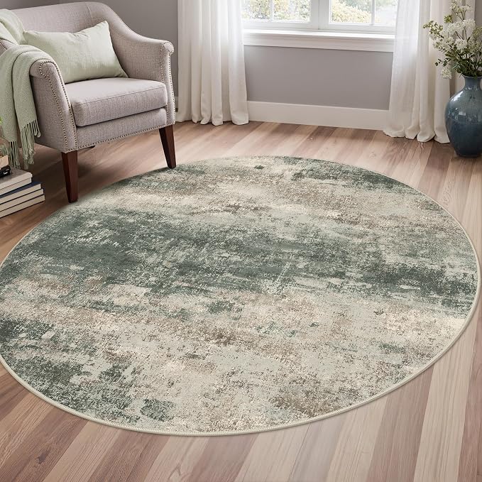 BEIMO Round Rugs 4FT for Living Room Bedroom, Modern Abstract Machine Washable - Image 2