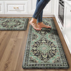 Boho Kitchen Mats for Floor 2 Piece Set Anti Fatigue Cushioned PVC Kitchen Rugs by tubeamin