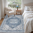 5x7 Area Rugs Living Room Rug: Washable Vintage Boho Medallion Rug No Slip - Image 4