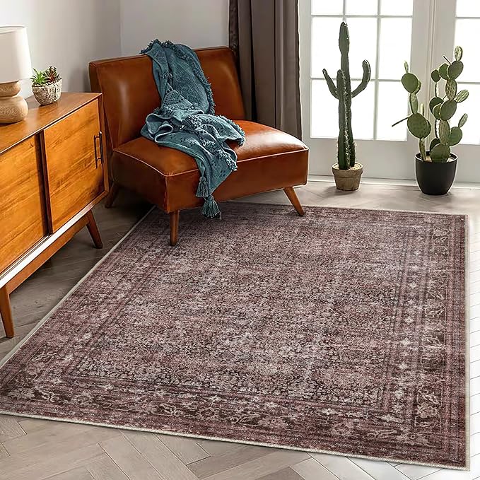 CHAMPLANT Area Rug 5'x7' Washable Rug Traditional Floor Cover Thin Retro - Image 2