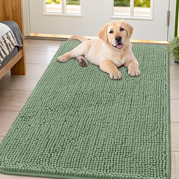 Smiry Dog Door Mat for Muddy Paws 47x32, Absorbent Dirt Trapper, Non-Slip by Smiry