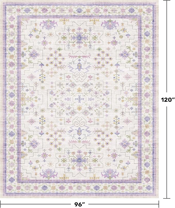 8x10 Large Lavender Rug for Bedroom, Floral Area Rug for Living Room, Dinning - Image 2
