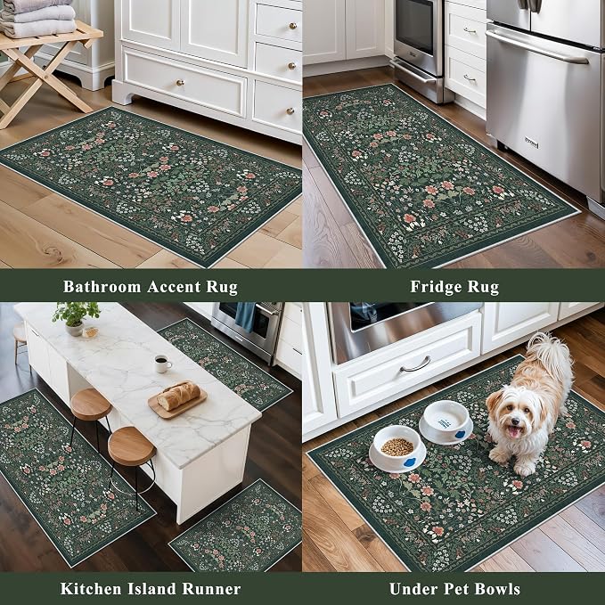 3 Piece Kitchen Rug Set, Washable Non-Slip Kitchen Mats - Image 5
