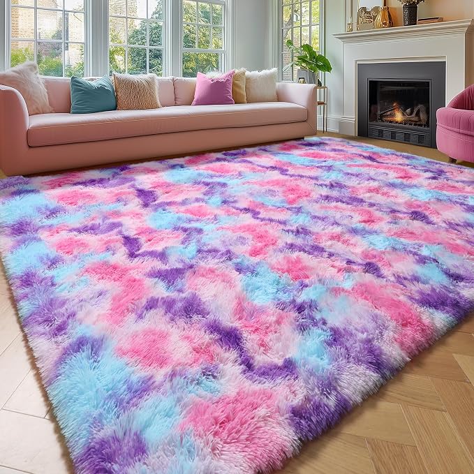 Amdrebio Hot Pink Rainbow Area Rug - Image 8