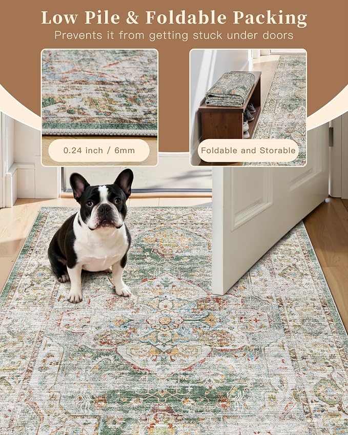 Madane Runner Rug 2'6''x8' Kitchen Runner, Hallway Runner Printed Vintage - Image 10