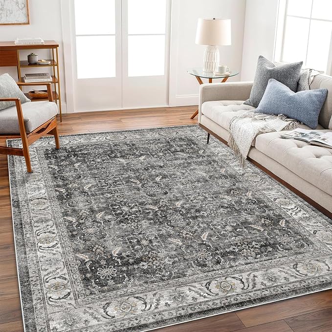 CHAMPLANT Washable Area Rug 3'x5' Vintage Traditional Floor Cover Foldable Thin by CHAMPLANT