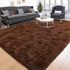 Tepook 6x9 Brown Area Rugs for Living Room Bedroom, Soft Fluffy Plush Shaggy - Image 2