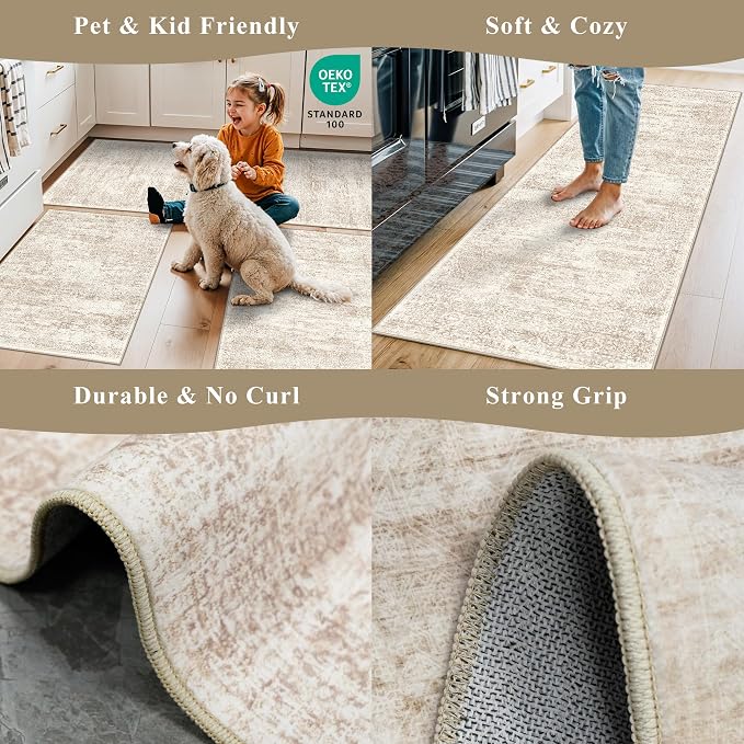 Kitchen Rugs Sets of 2, Washable Non-Slip Kitchen Mats - Image 5