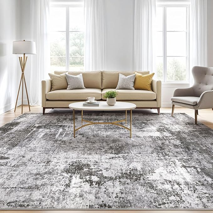 10x12 Area Rug Living Room: Washable Large Abstract Modern Soft Rugs Stain - Image 5