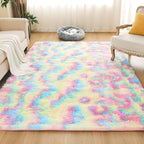 Litanika 5x8 Shag Area Rug for Living Room Bedroom, Tie-Dyed Rainbow High Pile - Image 2