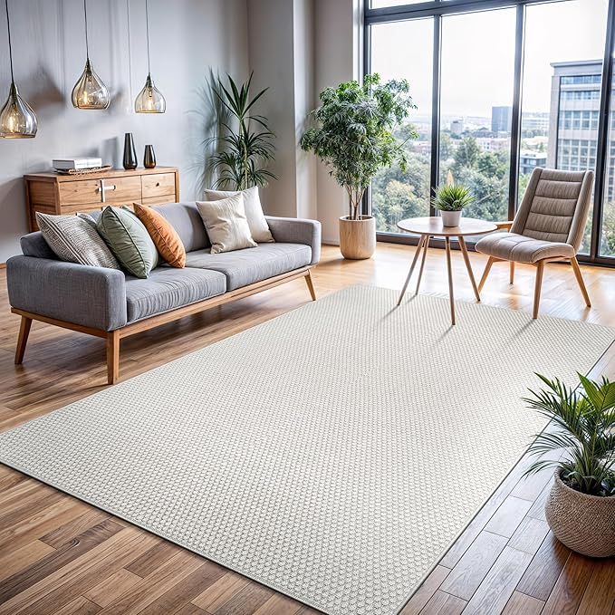 CAMILSON Easy Jute Rug 9x12, Large Indoor Outdoor Off-White Farmhouse Area Rugs - Image 7